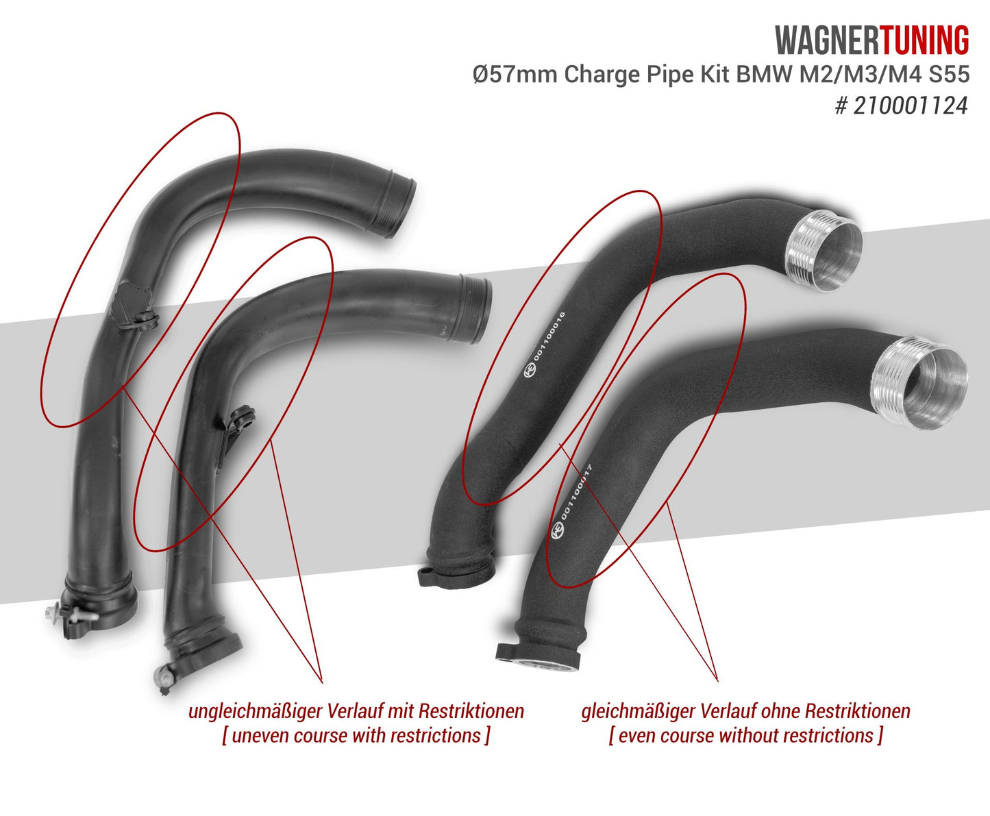 Charge Pipe Kit Ø57mm | passend für BMW M2/M3/M4 inkl. Competition/CS/GTS (F80/F82/F83/F87) S55 | Wagner Tuning