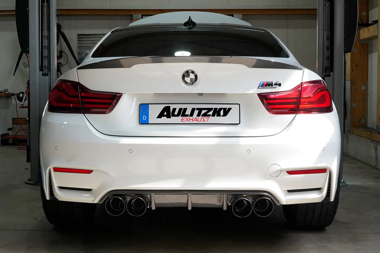 Aulitzky Exhaust | ECE Klappenabgasanlage 3" (76mm) ab Kat/OPF | passend für BMW M3/M4 inkl. Competition/CS (F80/F82/F83) S55