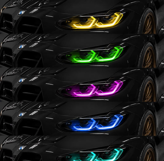 FK Multicolor DRL Farbwechsel-Tagfahrlichtmodule mit Kühlkörper passend für BMW M3 (G80/G81) M4 (G82/G83) Laser